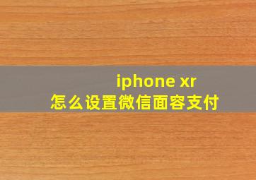 iphone xr怎么设置微信面容支付